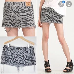 True Religion NWT Zebra Print Jean Mini Skirt